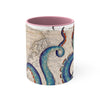 Blue Octopus Tentacles Vintage Map Accent Coffee Mug 11Oz Pink /