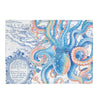 Blue Octopus Tentacles Vintage Map Chic Watercolor Art Velveteen Plush Blanket 30 × 40 All Over