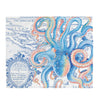 Blue Octopus Tentacles Vintage Map Chic Watercolor Art Velveteen Plush Blanket 50 × 60 All Over