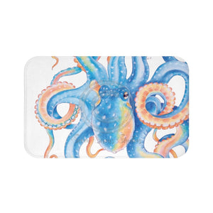 Blue Octopus Tentacles Watercolor Art Bath Mat Large 34X21 Home Decor