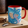 Blue Octopus Tentacles Watercolor On White Art Accent Coffee Mug 11Oz