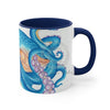 Blue Octopus Tentacles Watercolor On White Art Accent Coffee Mug 11Oz