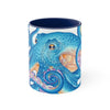 Blue Octopus Tentacles Watercolor On White Art Accent Coffee Mug 11Oz Navy /