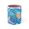 Blue Octopus Tentacles Watercolor On White Art Accent Coffee Mug 11Oz Pink /