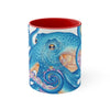 Blue Octopus Tentacles Watercolor On White Art Accent Coffee Mug 11Oz Red /