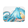 Blue Octopus Tentacles White Ink Art Bath Mat 24 × 17 Home Decor