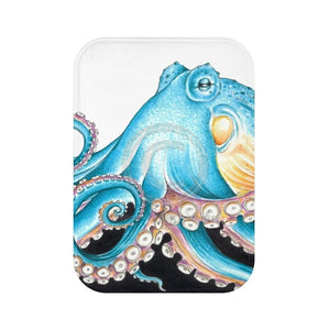 Blue Octopus Tentacles White Ink Art Bath Mat 24 × 17 Home Decor