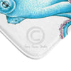 Blue Octopus Tentacles White Ink Art Bath Mat Home Decor