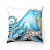 Blue Octopus Tentacles White Ink Art Square Pillow 14 × Home Decor
