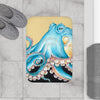 Blue Octopus Tentacles Yellow Black Ink Art Bath Mat Home Decor