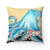 Blue Octopus Tentacles Yellow Black Ink Art Square Pillow Home Decor