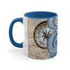 Blue Octopus Vintage Beige Map Compass Art Accent Coffee Mug 11Oz /