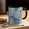 Blue Octopus Vintage Beige Map Compass Art Accent Coffee Mug 11Oz