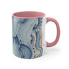 Blue Octopus Vintage Beige Map Compass Art Accent Coffee Mug 11Oz