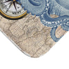 Blue Octopus Vintage Beige Map Compass Art Bath Mat Home Decor