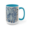 Blue Octopus Vintage Beige Map Compass Art Two-Tone Coffee Mugs 15Oz Mug