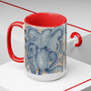 Blue Octopus Vintage Beige Map Compass Art Two-Tone Coffee Mugs 15Oz Mug