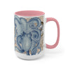 Blue Octopus Vintage Beige Map Compass Art Two-Tone Coffee Mugs 15Oz / Pink Mug