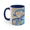 Blue Octopus Vintage Map Ink Accent Coffee Mug 11Oz