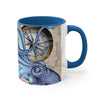 Blue Octopus Vintage Map Ink Accent Coffee Mug 11Oz /