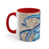 Blue Octopus Vintage Map Ink Accent Coffee Mug 11Oz