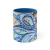 Blue Octopus Vintage Map Ink Accent Coffee Mug 11Oz