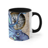Blue Octopus Vintage Map Ink Accent Coffee Mug 11Oz