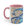 Blue Octopus Vintage Map Ink Accent Coffee Mug 11Oz