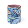 Blue Octopus Vintage Map Ink Accent Coffee Mug 11Oz Pink /