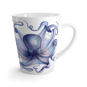 Blue Octopus Vintage Watercolor White Latte Mug 12Oz Mug