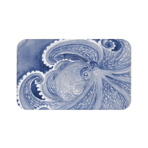 Blue Octopus Watercolor Art Bath Mat 34 × 21 Home Decor
