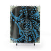 Blue Octopus Woodblock Art Shower Curtain 71X74 Home Decor