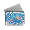 Blue Orange Octopus Tentacles Watercolor Art Laptop Sleeve