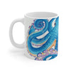 Blue Orange Octopus Tentacles Watercolor Art Mug 11Oz