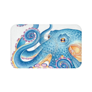 Blue Orange Octopus Watercolor Bath Mat 34 × 21 Home Decor