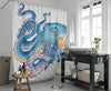 Blue Orange Octopus Watercolor Shower Curtain Home Decor