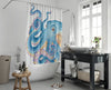Blue Orange Octopus Watercolor Shower Curtain Home Decor