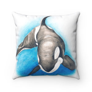 Blue Orca Killer Whale Watercolor Nautical Art Square Pillow 14 × Home Decor