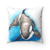 Blue Orca Killer Whale Watercolor Nautical Art Square Pillow Home Decor