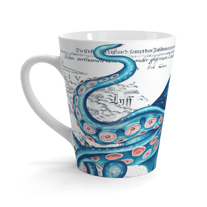 Blue Pink Octopus Vintage Map Nautical Art Latte Mug 12Oz Mug