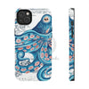 Blue Pink Octopus Vintage Map Nautical Art Mate Tough Phone Cases Iphone 14 Plus Case
