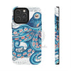 Blue Pink Octopus Vintage Map Nautical Art Mate Tough Phone Cases Iphone 14 Pro Max Case