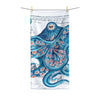 Blue Pink Octopus Vintage Map Nautical Art Polycotton Towel 30 × 60 Home Decor