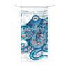 Blue Pink Octopus Vintage Map Nautical Art Polycotton Towel 36 × 72 Home Decor