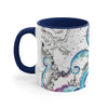 Blue Pink Tentacles Octopus Vintage Map On White Art Accent Coffee Mug 11Oz