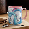 Blue Pink Tentacles Octopus Vintage Map On White Art Accent Coffee Mug 11Oz