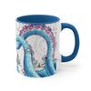 Blue Pink Tentacles Octopus Vintage Map On White Art Accent Coffee Mug 11Oz