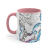 Blue Pink Tentacles Octopus Vintage Map On White Art Accent Coffee Mug 11Oz
