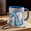 Blue Pink Tentacles Octopus Vintage Map On White Art Accent Coffee Mug 11Oz