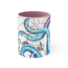 Blue Pink Tentacles Octopus Vintage Map On White Art Accent Coffee Mug 11Oz